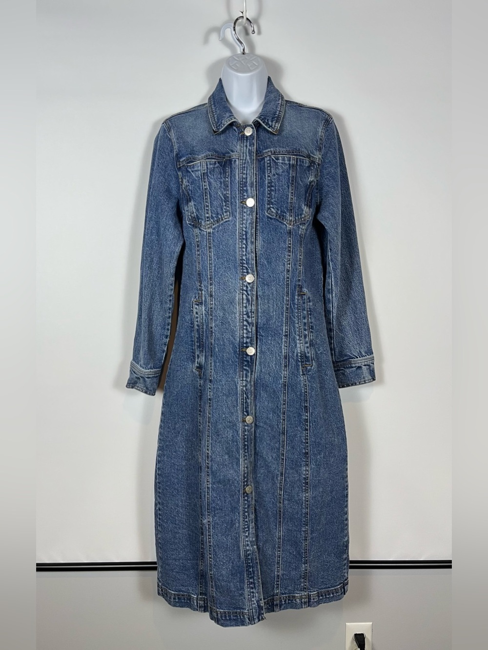 HABITUAL Classic Blue Denim Button-Front Midi Dress Size Small